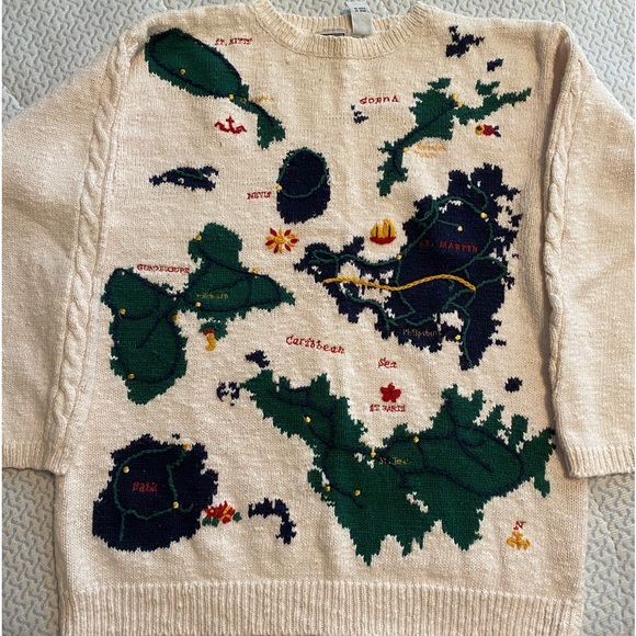 Vintage | Sweaters | Vintage 8s90s Caribbean Islands Map Sweater | Poshmark